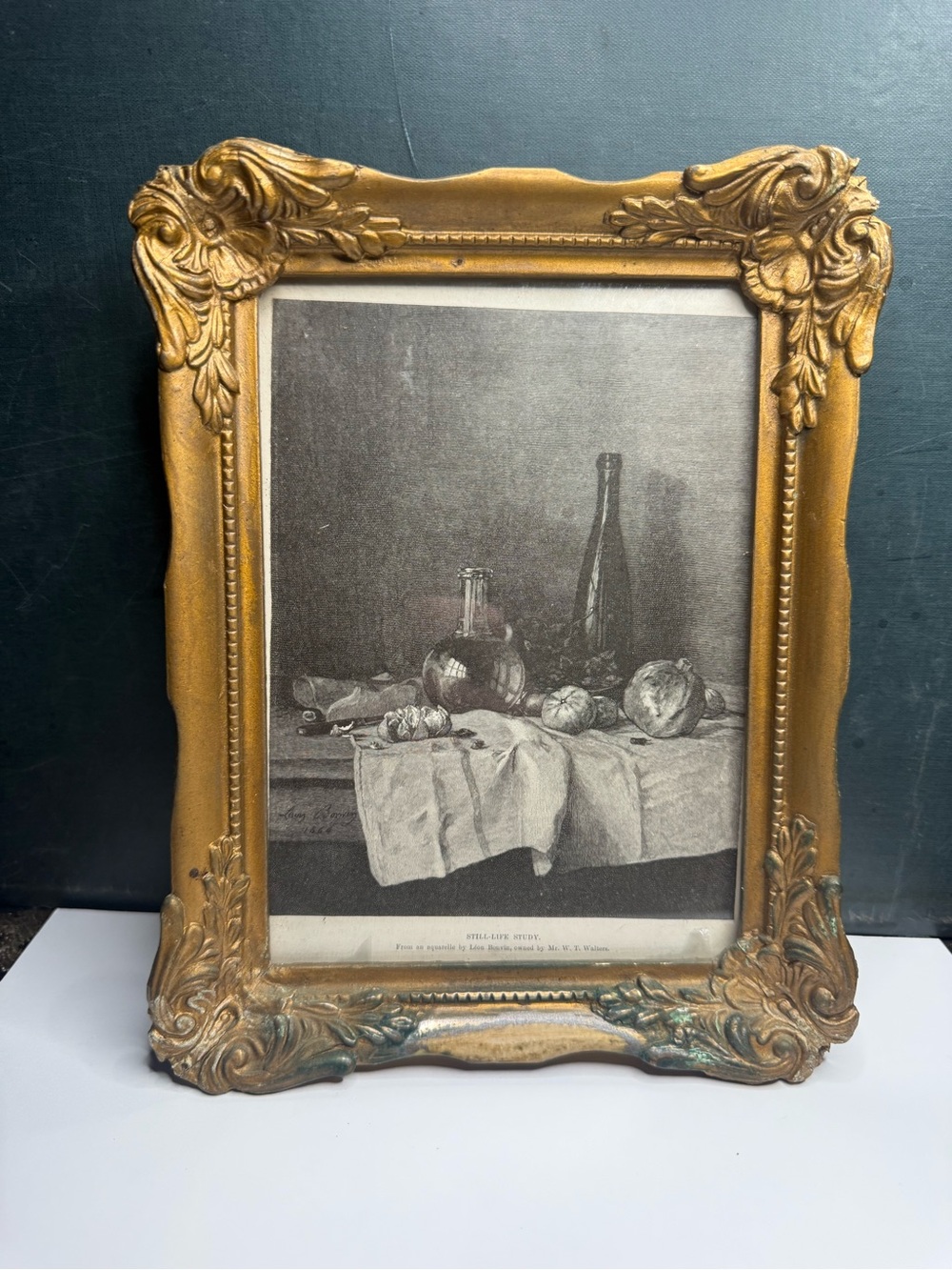 Antique Ornate Gold Painted Frame w/, “Still Life” Print